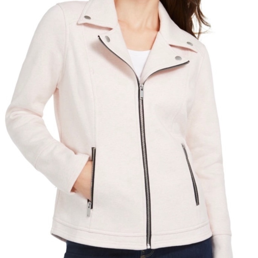 Style & Co Pastel Pink Full Zip Moto Jacket Women’s Medium NWOT